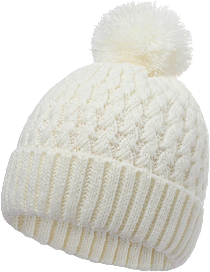 Peninpha Winter Hat for Kids Children, Girls Beanie with Pom Pom, Girls Accessories Knit Beanies Cap Age 7-12 - Image 1